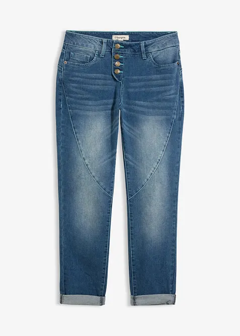 Jeans boyfriend elasticizzati, vita bassa, bonprix
