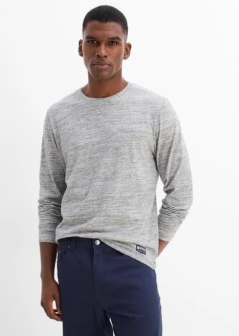 Maglia melange a manica lunga in misto cotone (pacco da 3), bonprix