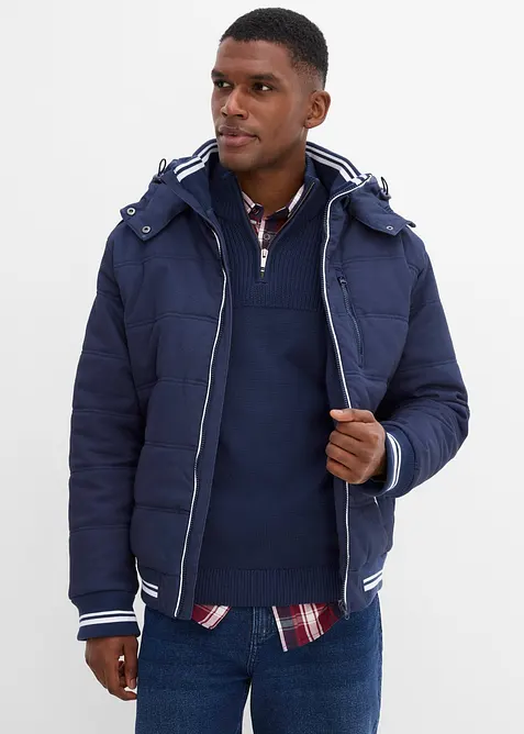 Giacca trapuntata stile bomber con cappuccio staccabile, bonprix