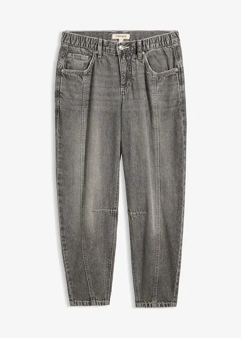 Jeans barrel cropped, vita media, bonprix