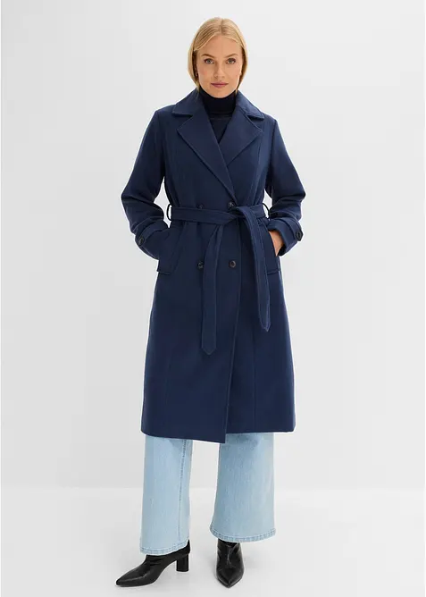 Trench invernale in simil lana, bonprix