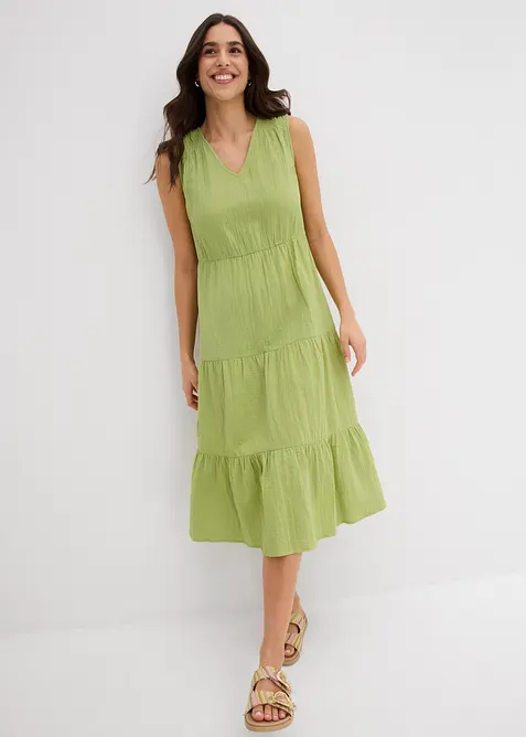Abito midi in mussola di cotone morbida, bonprix