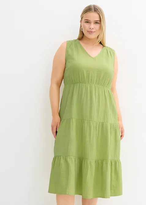 Abito midi in mussola di cotone morbida, bonprix