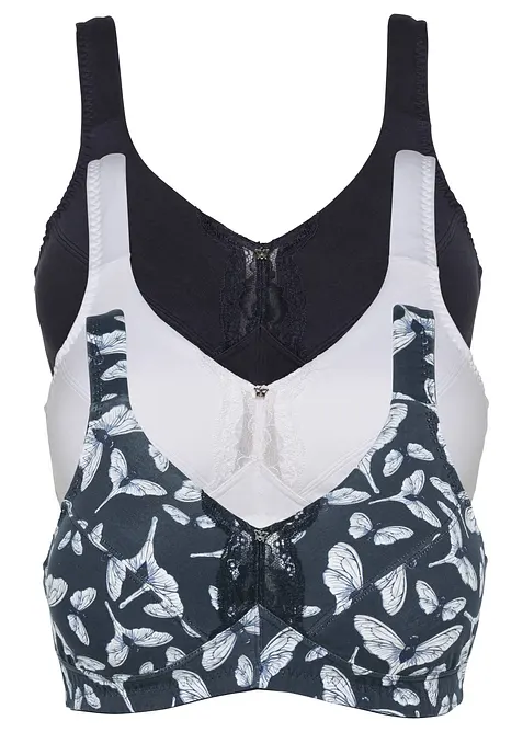 Reggiseno senza ferretto con cotone biologico (pacco da 3), bonprix