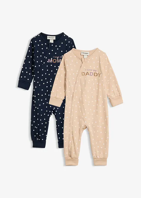 Tutina evolutiva da neonato in puro cotone biologico (pacco da 2), bonprix