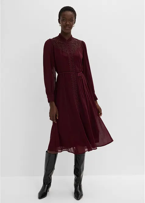 Abito in chiffon con dettagli in pizzo, bonprix