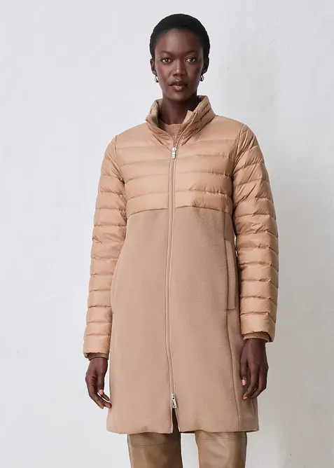 Piumino lungo in materiale misto con percentuale di lana, bonprix