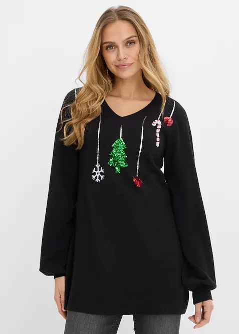 Maglione natalizio pr&eacute;maman / da allattamento con paillettes, bonprix
