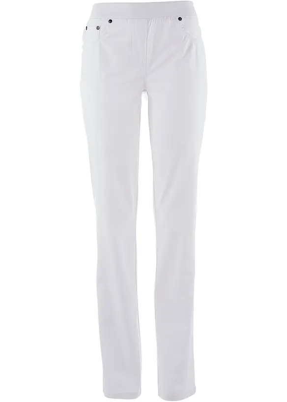 Pantaloni in cotone con elastico in vita e cinta comoda, straight, bonprix