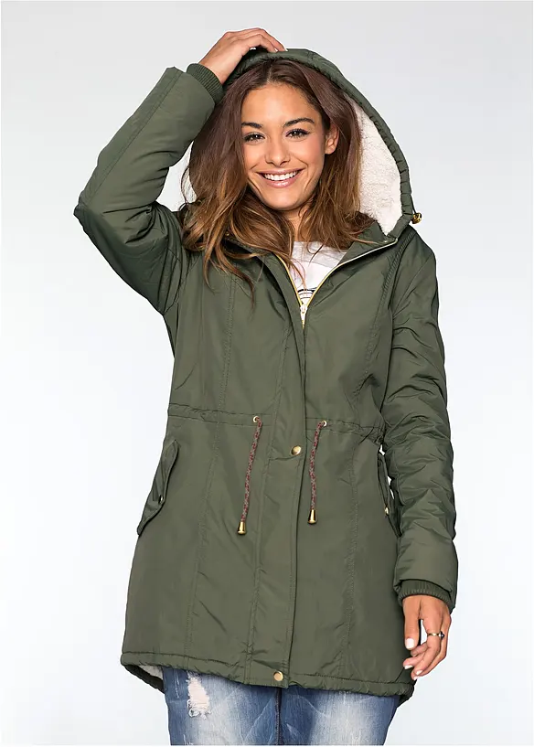 Parka con pile teddy, bonprix