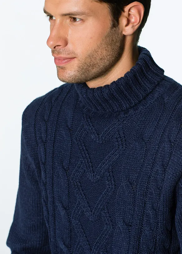 Maglione a collo alto con lavorazione a trecce, bonprix