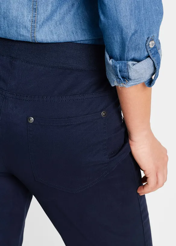 Pantaloni in cotone con elastico in vita e cinta comoda, straight, bonprix