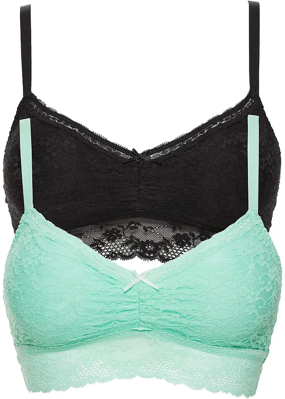 Reggiseno bustier con pizzo morbido (pacco da 2), bonprix
