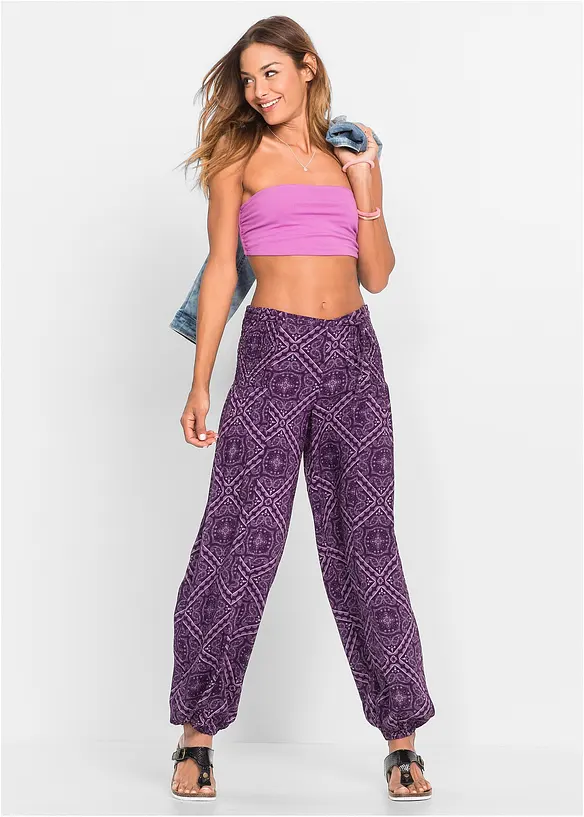 Pantaloni con elastico in vita in viscosa fluente, bonprix