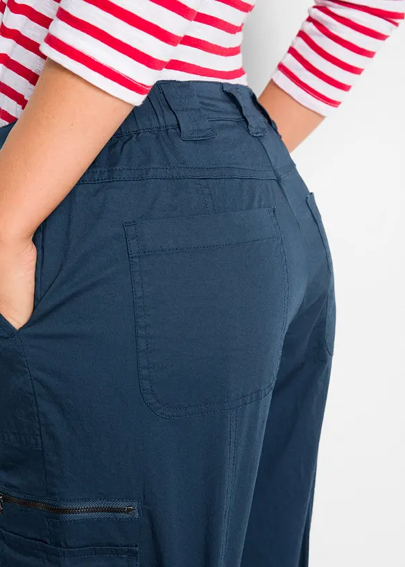 Pantaloni cargo in cotone, vita media, bonprix