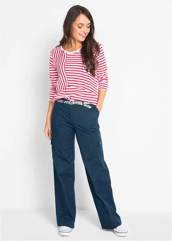 Pantaloni cargo in cotone, vita media, bonprix