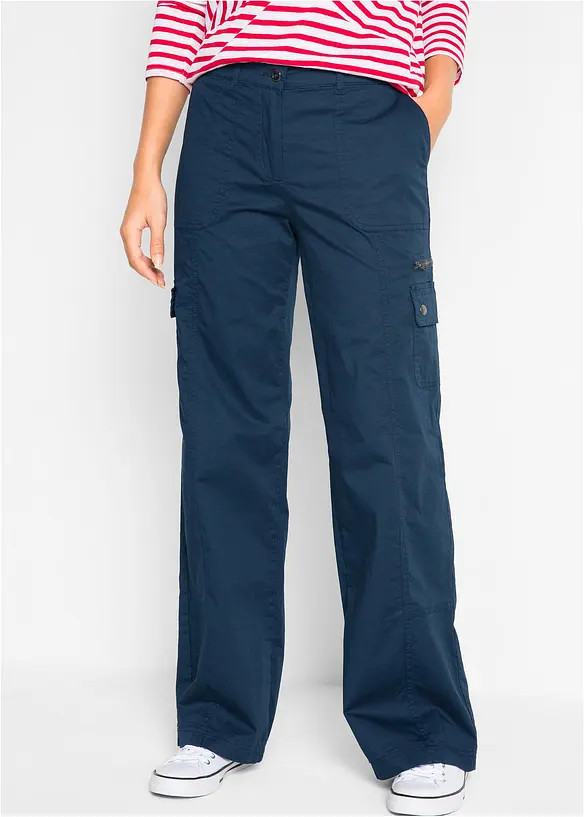 Pantaloni cargo in cotone, vita media, bonprix
