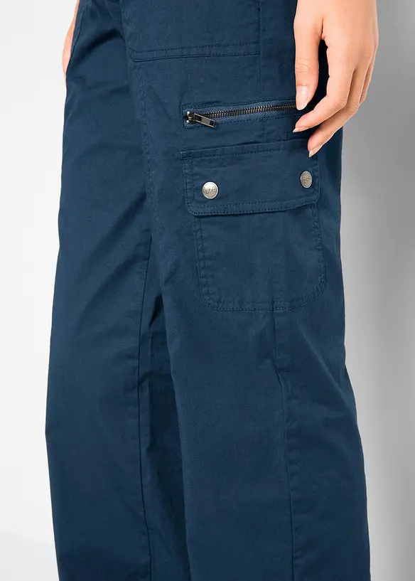 Pantaloni cargo in cotone, vita media, bonprix