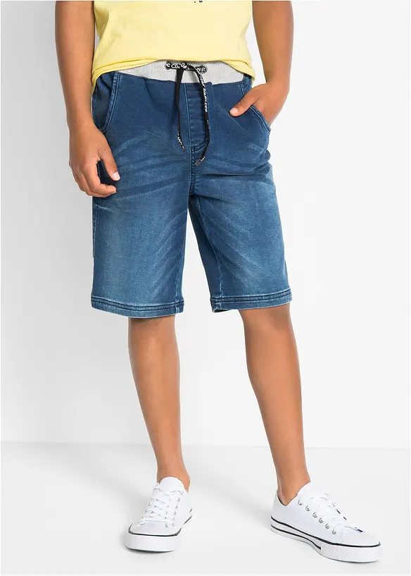 Bermuda di jeans in felpa con elastico in vita, regular fit, bonprix
