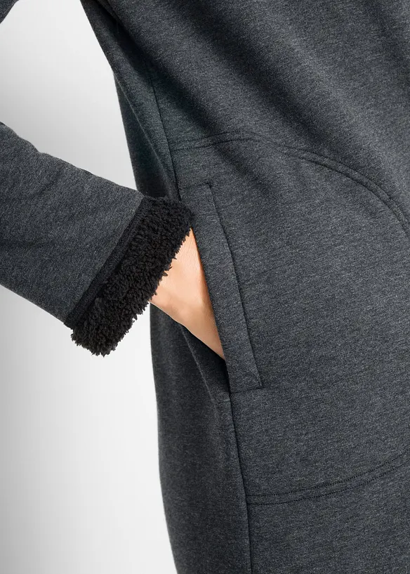 Felpa con zip e  cappuccio in pile teddy, bonprix