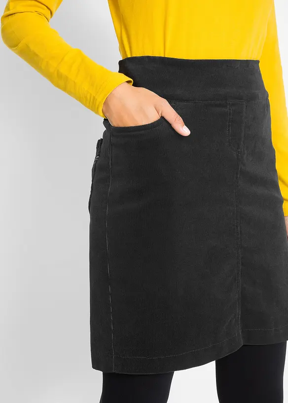 Gonna in velluto elasticizzato di cotone a coste con cinta comoda, bonprix