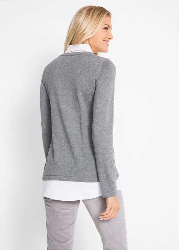 Maglione 2 in 1 con effetto camicia, bpc bonprix collection