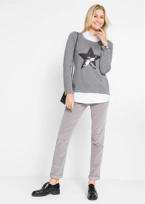 Maglione 2 in 1 con effetto camicia, bpc bonprix collection