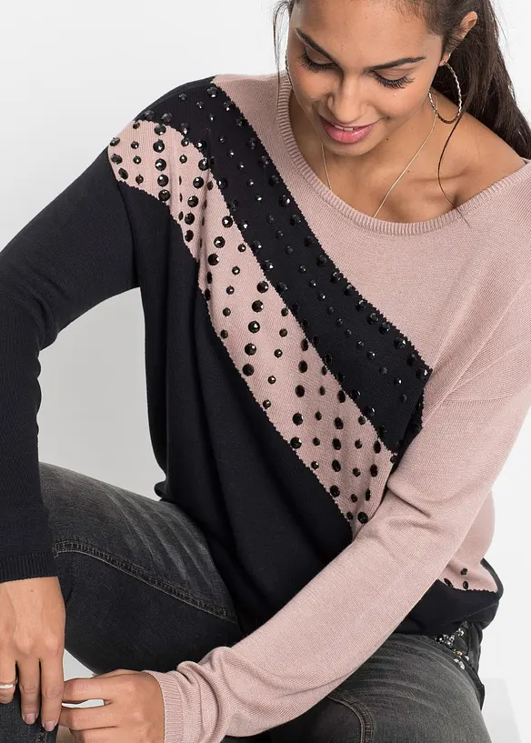Maglione oversize con applicazione, bonprix