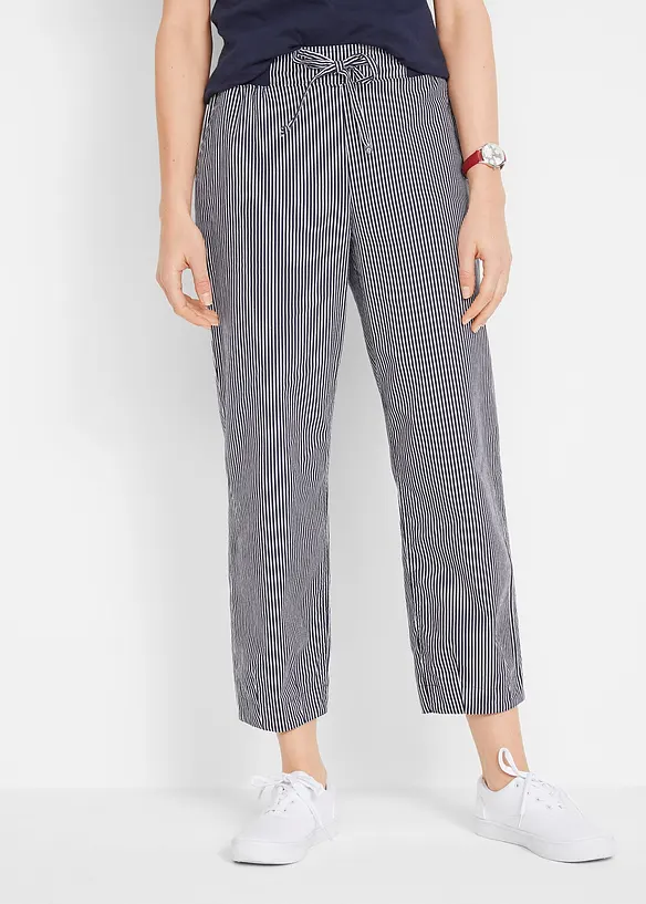 Pantaloni cropped in misto lino, bonprix