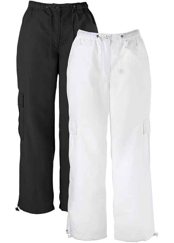 Pantaloni cropped  con cinta comoda (pacco da 2), bonprix