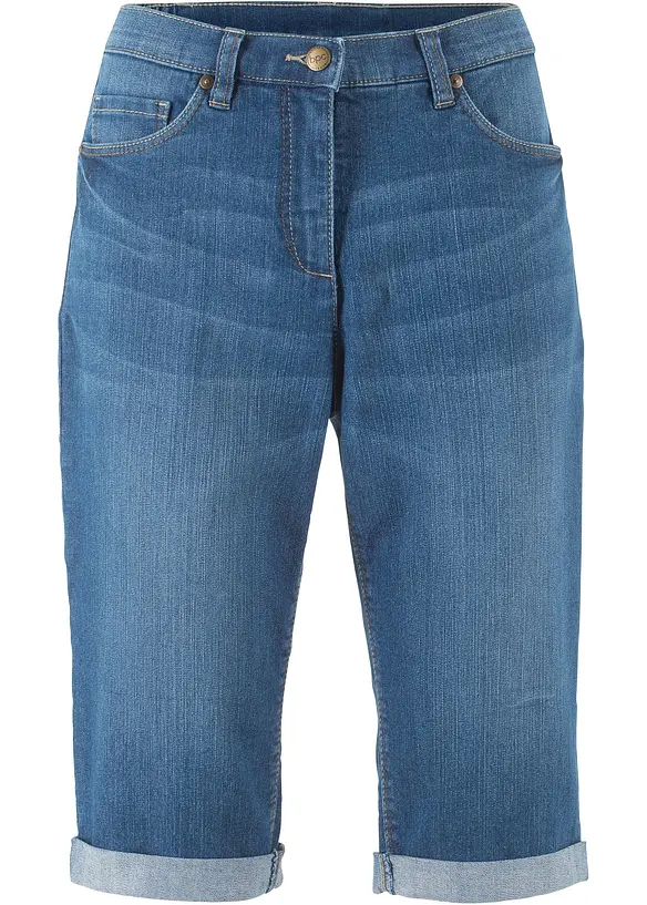 Bermuda in jeans elasticizzati con fondo arrotolato, bonprix