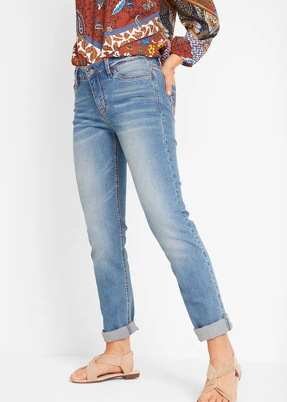 Jeans elasticizzati straight, vita media, bonprix