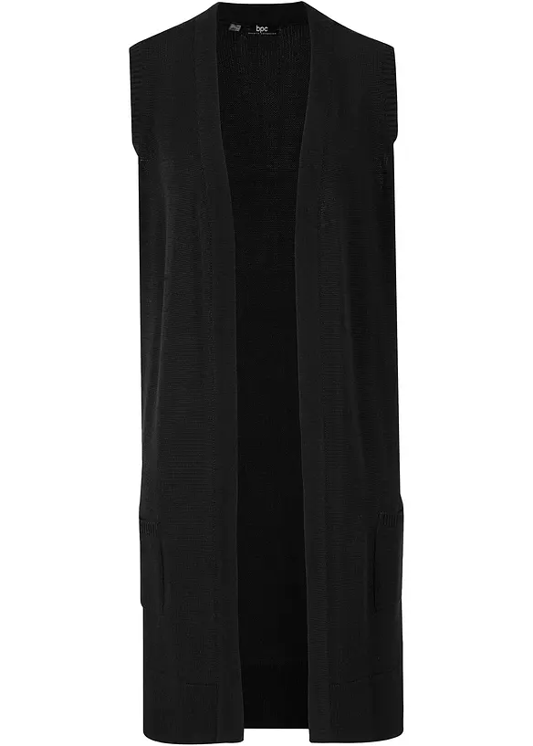 Gilet lungo in maglia con tasche, bonprix