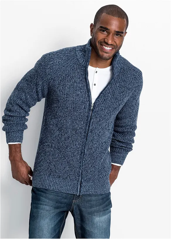 Cardigan a coste in filato grosso con cotone, bonprix