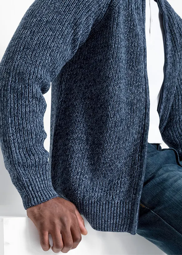 Cardigan a coste in filato grosso con cotone, bonprix