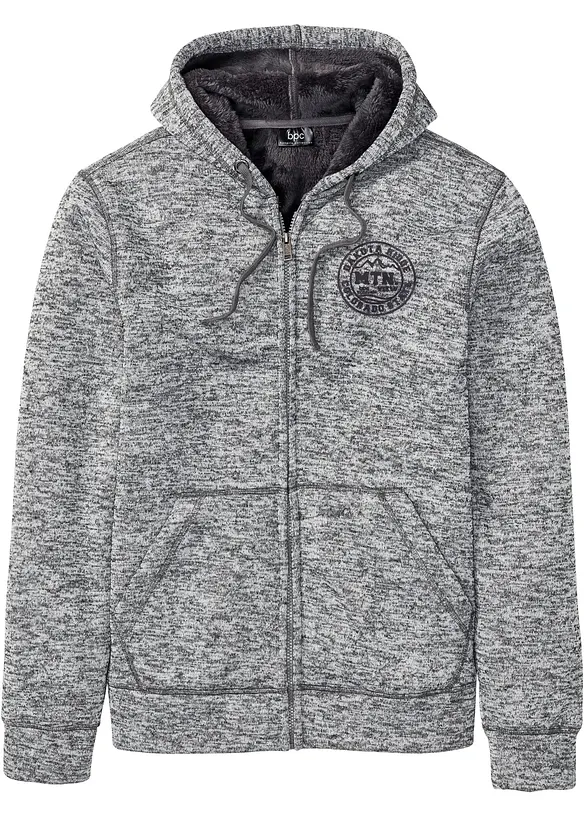 Giacca in felpa con cappuccio e fodera teddy, bonprix