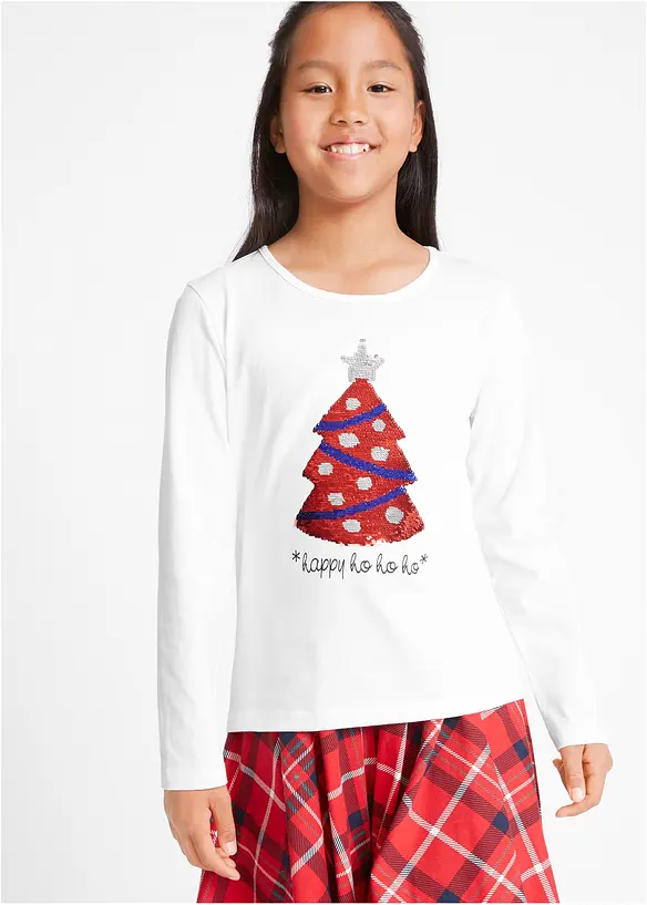Maglia a maniche lunghe in puro cotone biologico con paillettes reversibili, bonprix