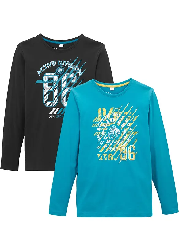 Maglia a maniche lunghe in puro cotone (pacco da 2), bonprix