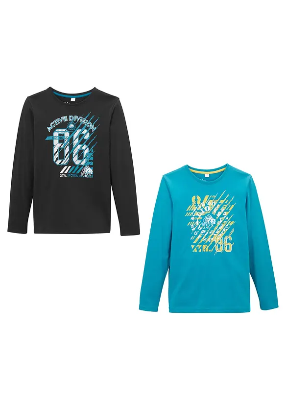 Maglia a maniche lunghe in puro cotone (pacco da 2), bonprix