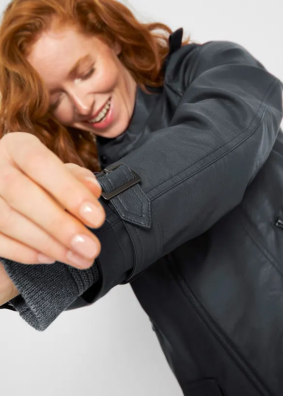 Giacca in similpelle stile biker con cerniere, bpc bonprix collection