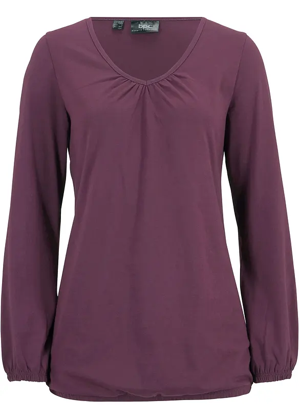 Maglia a maniche lunghe in puro cotone con elastico, bonprix