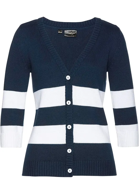 Cardigan in maglia di cotone a righe, bonprix