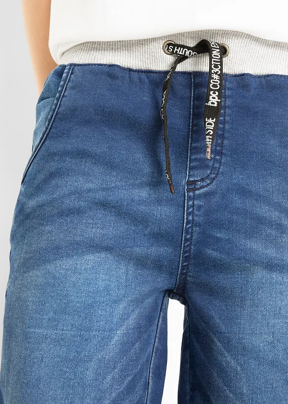 Bermuda di jeans in felpa con elastico in vita, regular fit, bonprix