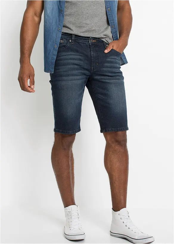Bermuda in denim elasticizzato, slim fit, bonprix