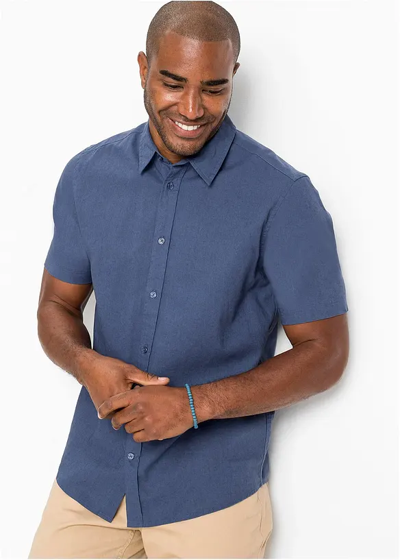 Camicia a maniche corte in fresco misto lino, bonprix