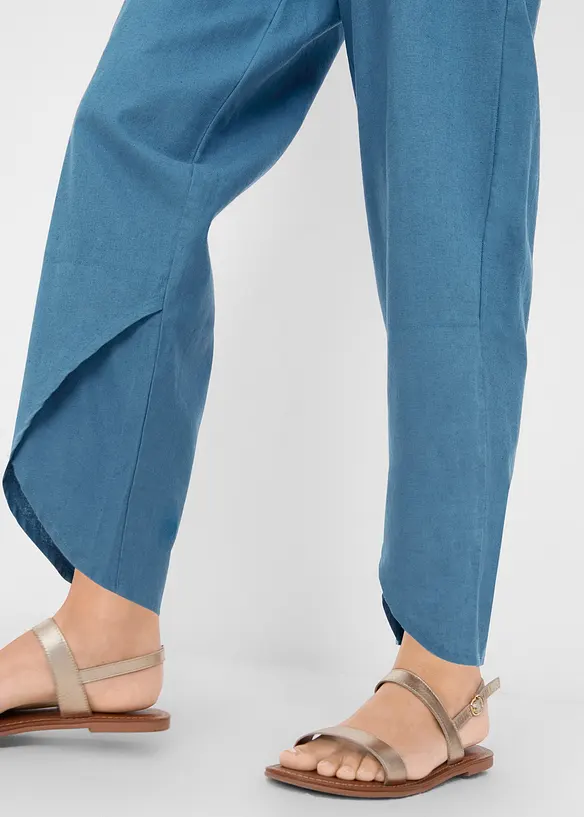 Pantaloni cropped in misto lino leggero, bonprix