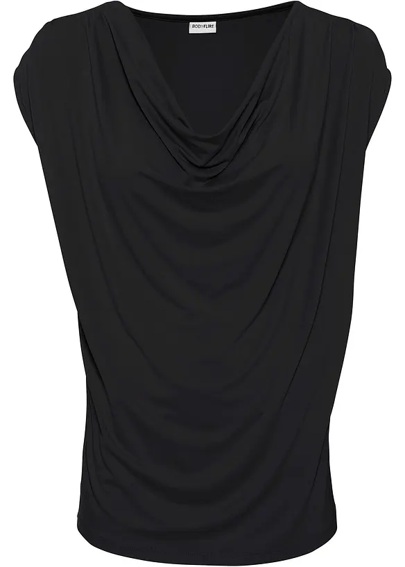 Maglia con scollo a cascata in misto viscosa, bonprix