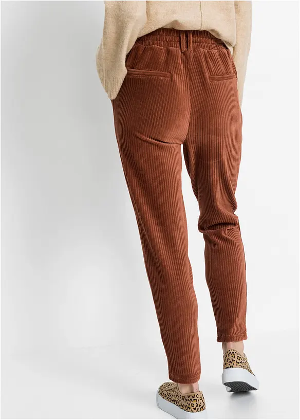 Pantaloni in velluto con cinta elastica, bonprix
