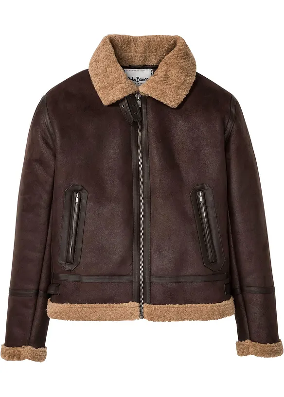 Giacca in similpelle con fodera teddy, bonprix