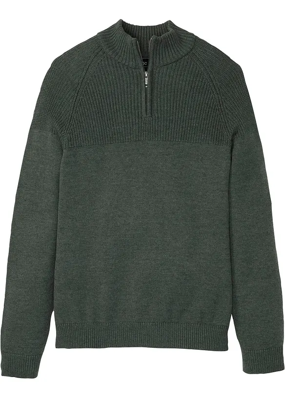 Maglione con zip e cotone, bonprix